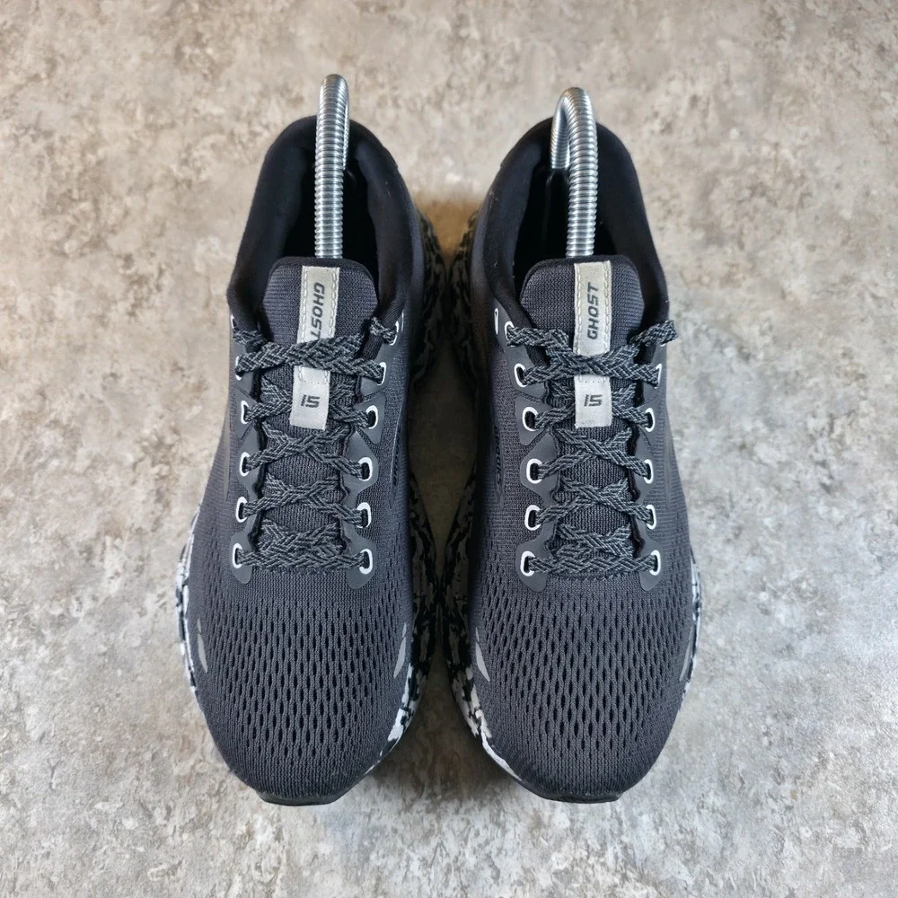 Brooks Ghost 15 Black Ebony Oyster Camo Womens 7.5 B Running Shoes #1203801B004